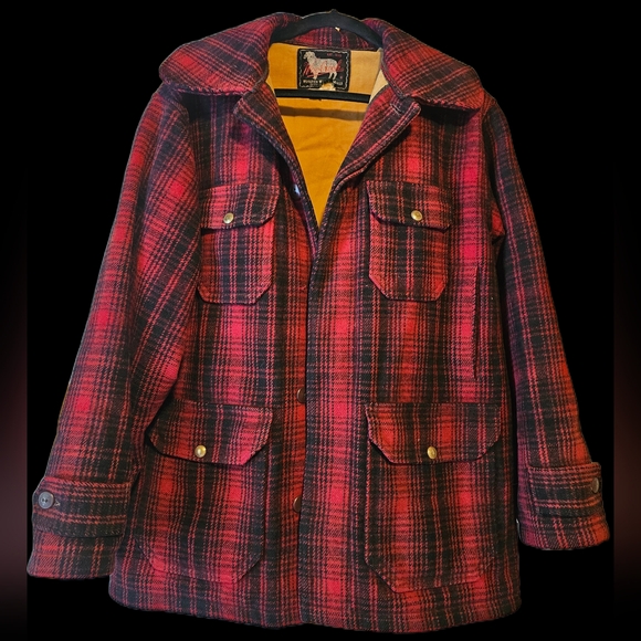 Woolrich Other - Vintage 50s Woolrich Mackinaw Wool 503 Hunting Jacket Size 42 Red Plaid Coat